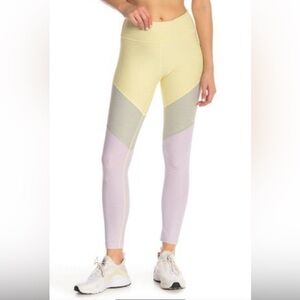 Outdoor Voices Easter Pastel Colorblock Leggings in Yellow and Lavender